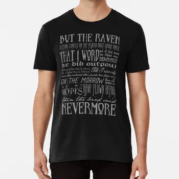 Edgar Allan Poe, O Corvo Tipografia T-Shirt De Edgar Allan Poe, Escritor De Livros De Poe Raven Nevermore Citação Tipografia Literatura De Horror