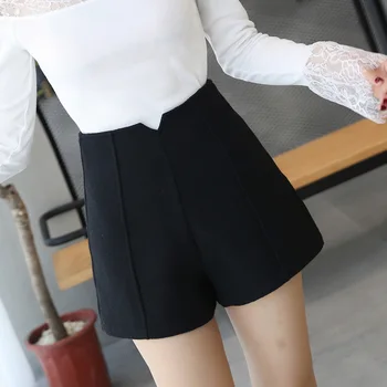 outono/inverno versão coreana de lã shorts de cintura alta ampla patas de uma palavra-calças estudante casual calças inferior botas calças