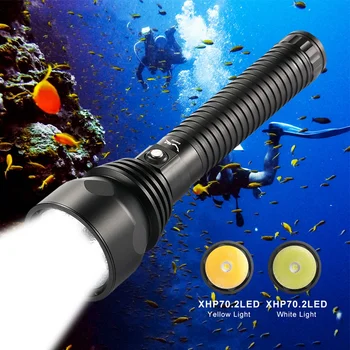 Mergulho de Luz de Alta Potência P70 de Mergulho Submarino de Luz 26650 bateria Recarregável Ultra Brilhante Lanterna Tocha 4000Lm