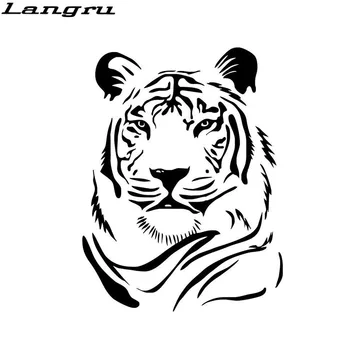 Langru 20x15.1cm Personalidade Masculina Cabeça de Tigre Gráficos do Vinil Adesivos Carro Moto Adesivo Acessórios Jdm