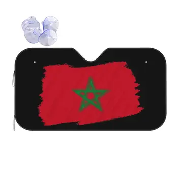 Marrocos Bandeira Cool Design dobrável-Sol pára-Brisas 76x140cm Marroquino Folhas de Carro pára-Sol do Carro-cobre
