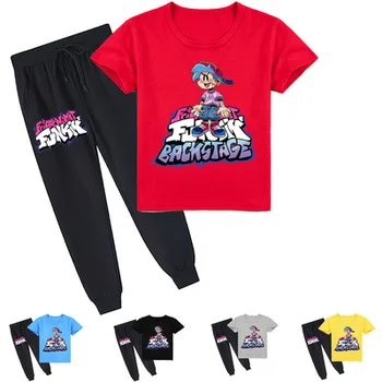 2-16Y Noite de sexta-feira Funkin T-Shirt Kids Jogo Impresso de manga Curta T-shirt + Calça de acordo com Meninos de Moda de Roupas de Criança Roupas de Menina