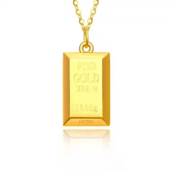 JICAI18K Ouro, Pingente de Colar de Luxo Tijolos de Ouro de Design Puro AU750 Cadeia para Mulheres Finas Jóias de Presente Cadeias de Ouro.