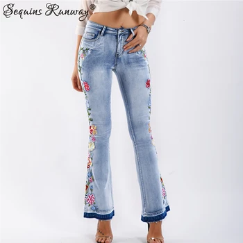 Sexy gráfico skinny flare mulheres jeans mulher de cintura alta streetwear jean empilhados calças jeans calças sino inferior mãe calças de brim das mulheres