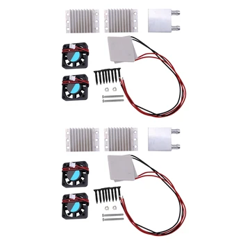 2X de DIY Kits Termoelétrico de Peltier de Refrigeração, Sistema de Resfriamento de Água de Arrefecimento+ Fã+ 4Pcs TEC1-12706 Refrigeradores