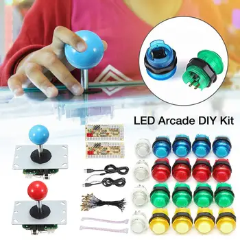 2-Leitor de DIY Joystick Arcade Kit LED Arcade DIY Kit com 20 LED Arcade Botões e 2 Joysticks e 2 USB Kit de Encoder Quente