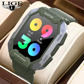 LIGE Smart Watch Homens de Tela Grande Relógio de 5 ATM de Profundidade Impermeável Smartwatch Monitoramento da frequência Cardíaca de Fitness Tracker Relógio Masculino