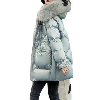 Mulher de Casaco de Inverno Engrossar Quente para Baixo Jaqueta de Mulheres de Roupas de Moda de Nova coreano Solta Meados de-comprimento Casaco Feminino Jaqueta Feminina Sq