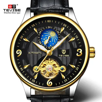 Novo TEVISE Marca Homens Turbilhão relógio de Pulso Mecânico de Moda de Luxo Relógio Homem Automática Impermeável Relógios Relógio Masculino